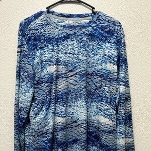 Reel Legends Performance Outfitters long sleeve fishing shirt, blue gray, L